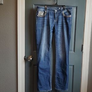 Miss Me Blue Jeans with Silver Accents